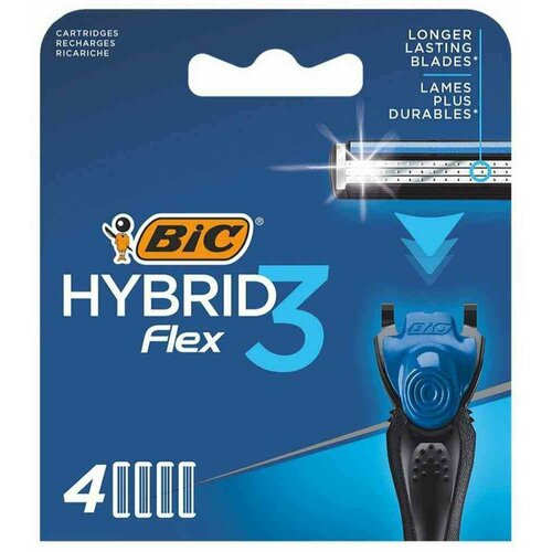 Сменные кассеты для бритвы Bic Hybrid Flex 3, 4 шт.