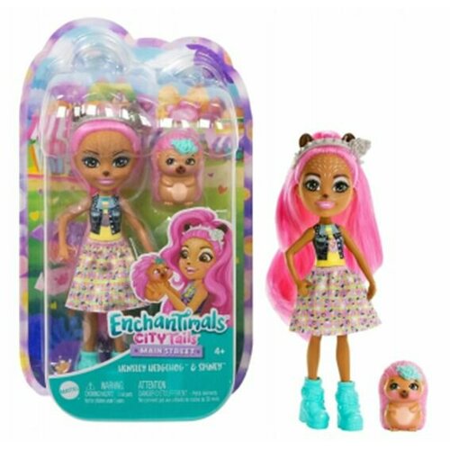 Кукла с питомцем Mattel Enchantimals, Ежик Хенслии и питомец Спин