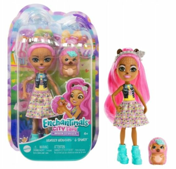 Кукла с питомцем Mattel "Enchantimals", Ежик Хенслии и питомец Спин
