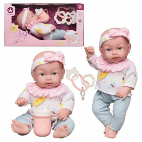 фото Пупс junfa "baby doll", 30 см, в кофточке и штанишках, с поильником, в коробке junfa toys