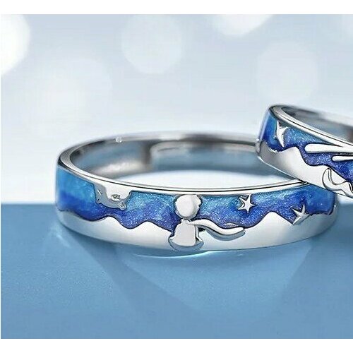 фото Кольцо помолвочное парные кольца для влюбленных, размер 19, серебряный нет