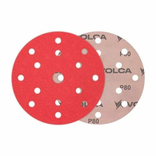 VOLCA ONYX - Р80 шлифовальные диски с керамическим зерном на бумажной основе 150 мм 15 отверстий. В упаковке 50 ШТ