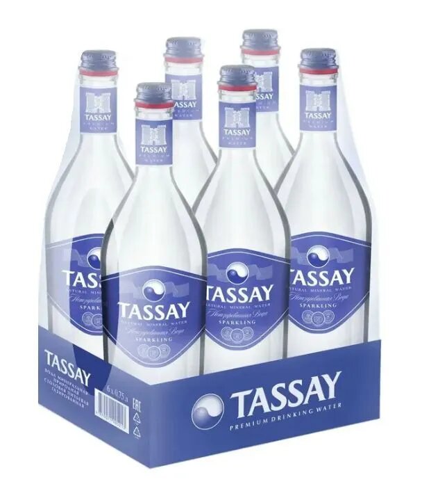 Вода минеральная Tassay (Тассай), газированная, 6 шт. по 0.75 л, стекло
