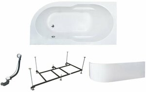 Акриловая ванна Royal Bath AZUR 140X80X60 левосторонняя комплект ванна, каркас, панель, сифон