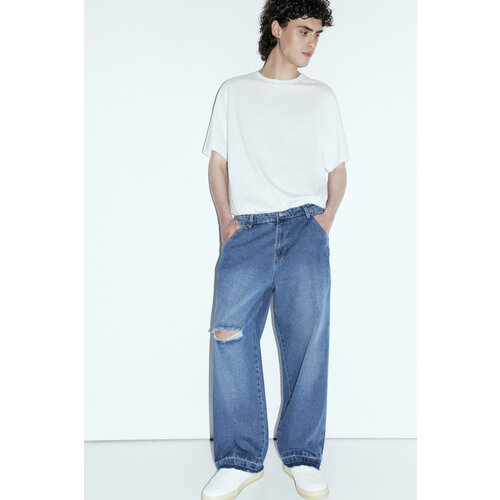 Джинсы Befree, размер 28/176, синий мужские джинсы серые рваные зауженные джинсы в стиле ретро винтажные дизайнерские эластичные брюки из денима в стиле панк