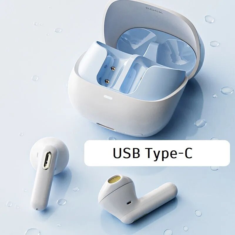 Беспроводные наушники ROCK S3 Mini Wireless Bluetooth Earphones голубые — фото 1