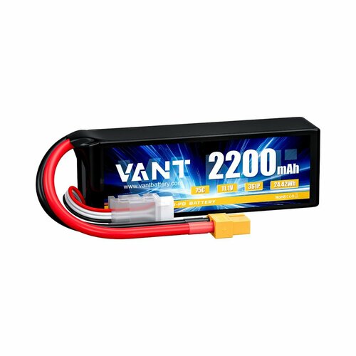 Аккумулятор LiPo Vant - 11.1В 2200мАч 75C (мягкий корпус, 3S, разъём XT60) аккумулятор vant lipo 11 1v 1800mah 30c разъем t plug для радиоуправляемых вертолетов катеров машин