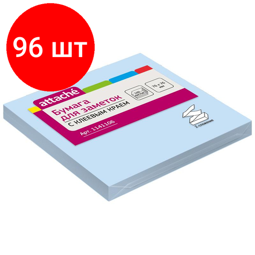 фото Комплект 96 штук, стикеры z-сложения attache с клеев. краем z-блок 76х76 голубой 100л