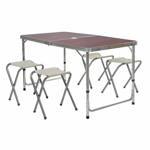 Набор складной мебели (стол 120x60, h 54/61/69 см + 4 стула, брезент, 09516М)/Стол туристический раскладной 4 стула