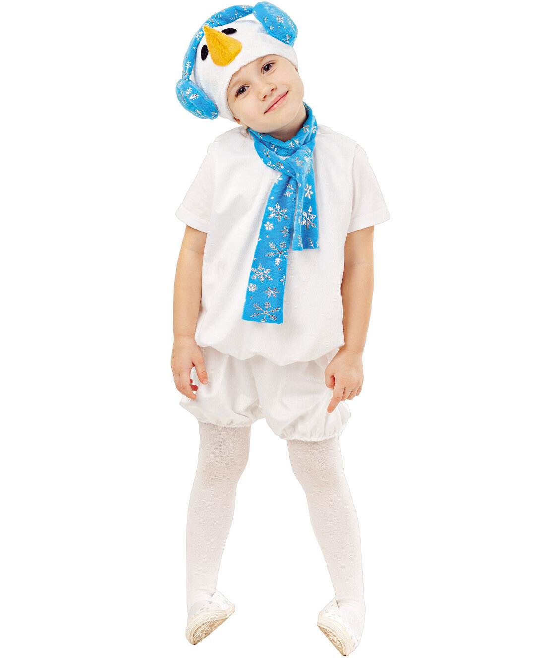 Карнавальный костюм "Снеговик Крош" (безрукавка, шорты, Пуговка (4011 к-18 98)