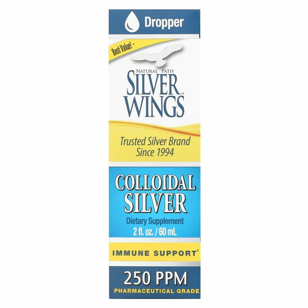 Natural Path Silver Wings, Коллоидное серебро, 250 частей на миллион, 2 жидких унции (60 мл)x