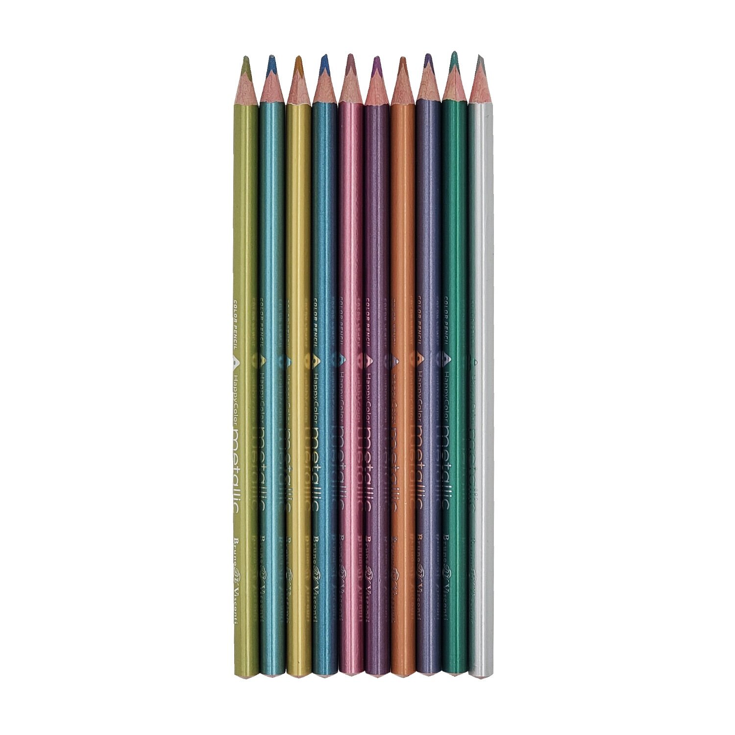 Карандаши цветные HappyColor, 10 цветов металлик, в ассортименте Bruno Visconti - фото №5