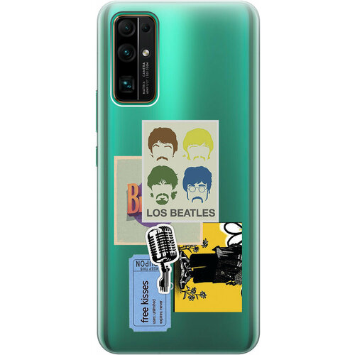 Силиконовый чехол на Honor 30, Хонор 30 с 3D принтом Beatles Stickers прозрачный силиконовый чехол на honor 10 хонор 10 с 3d принтом beatles stickers прозрачный