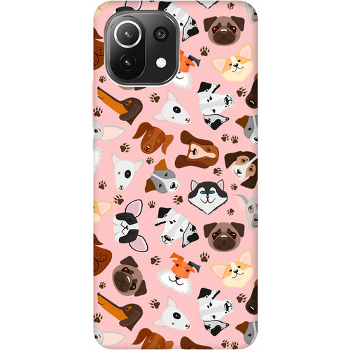 Силиконовый чехол на Xiaomi Mi 11 Lite, 11 Lite 5G, Сяоми Ми 11 Лайт, 11 Лайт 5г Silky Touch Premium с принтом Dogs Pattern светло-розовый матовый soft touch силиконовый чехол на xiaomi mi 11 lite 11 lite 5g сяоми ми 11 лайт 11 лайт 5г с 3d принтом avo sport черный