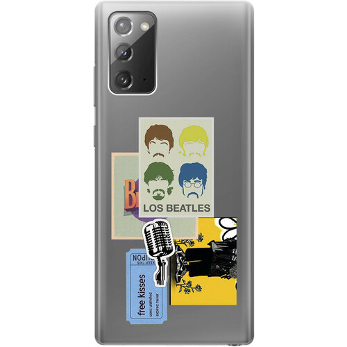 Силиконовый чехол на Samsung Galaxy Note 20, Самсунг Ноут 20 с 3D принтом Beatles Stickers прозрачный матовый чехол bts stickers для samsung galaxy note 20 самсунг ноут 20 с 3d эффектом черный