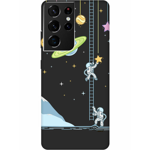 Матовый Soft Touch силиконовый чехол на Samsung Galaxy S21 Ultra, Самсунг С21 Ультра с 3D принтом Ladder into Space черный матовый soft touch силиконовый чехол на samsung galaxy s21 ultra самсунг с21 ультра с 3d принтом ladder into space черный