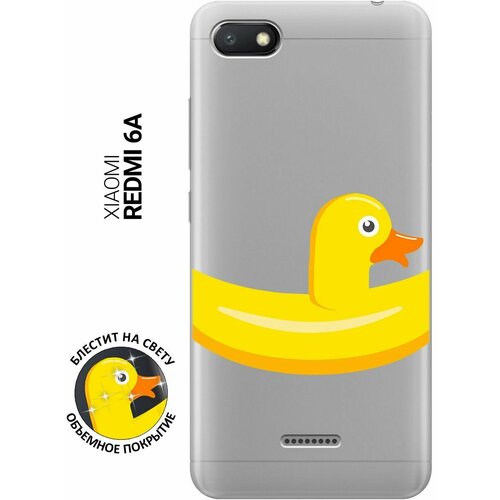 Силиконовый чехол на Xiaomi Redmi 6A, Сяоми Редми 6А с 3D принтом Duck Swim Ring прозрачный матовый soft touch силиконовый чехол на xiaomi redmi 6 сяоми редми 6 с 3d принтом duck swim ring черный