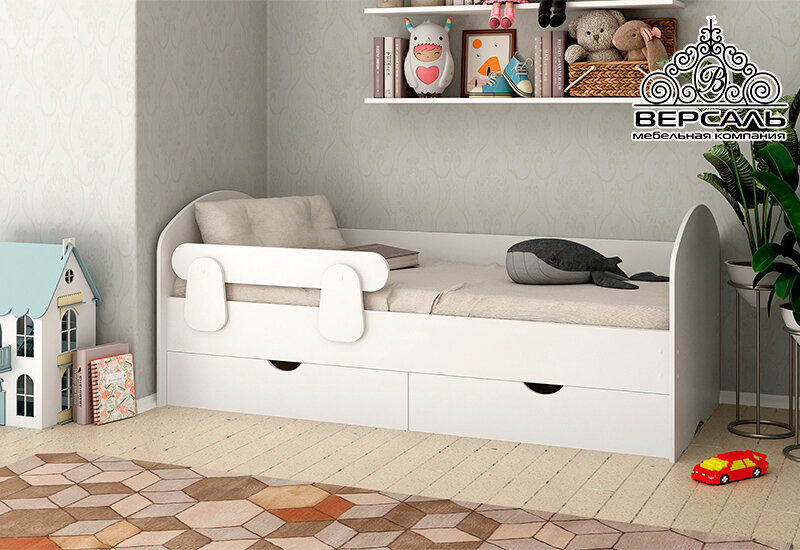 Детская кровать FORTUNA_KIDS, ЛДСП, для детей, с бортом и ящиками, 160x80x90 см
