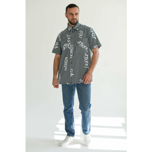 фото Рубашка оптима трикотаж, размер 46, серый