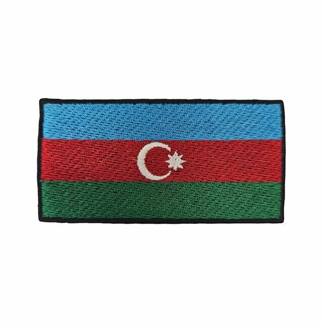 Нашивка шеврон патч, Флаг Азербайджана , размер 90х45 мм