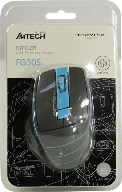Мышь A4Tech Fstyler FG30S, серый/оранжевый (fg30s orange) - фото №18