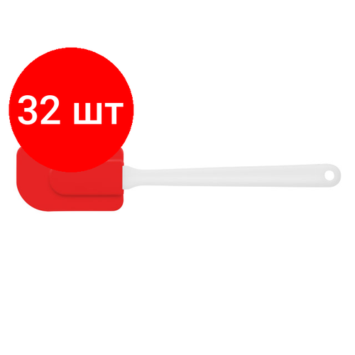 Комплект 32 штук, Лопатка силиконовая, 24.5 х 5 см, красная, PERFECTO LINEA (21-007715)