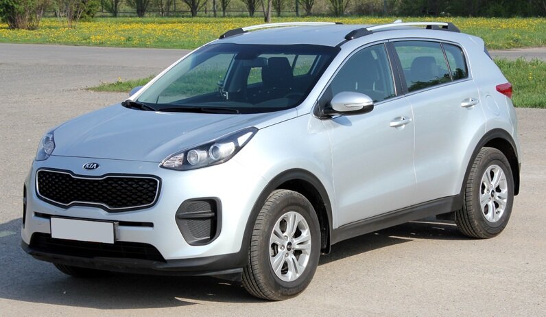 Рейлинги на крышу Kia Sportage 2016- APS серые с чёрными основаниями