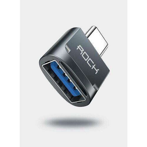 фото Адаптер rock usb-c to usb-a переходник с type-c на usb черный