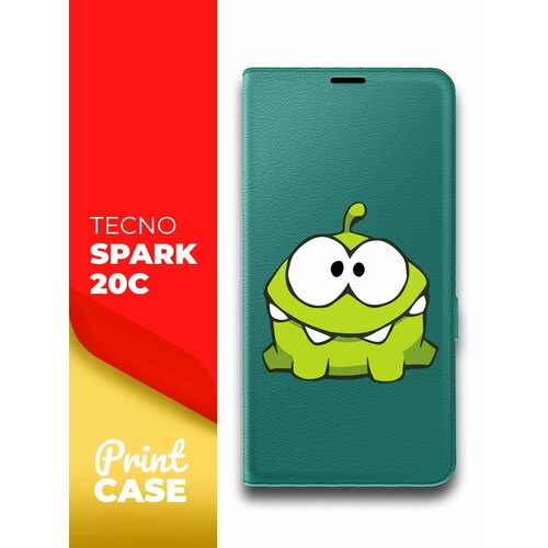 Чехол на Tecno Spark 20C (Техно Спарк 20С) зеленый опал книжка эко-кожа подставка отделением для карт и магнитами Book Case, Miuko (принт) Ам-Ням чехол на tecno spark 20c техно спарк 20с синий книжка эко кожа подставка отделением для карт и магнитами book case miuko принт чвк ам ням