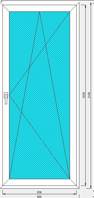 Пластиковая дверь Veka, размер 2100х900