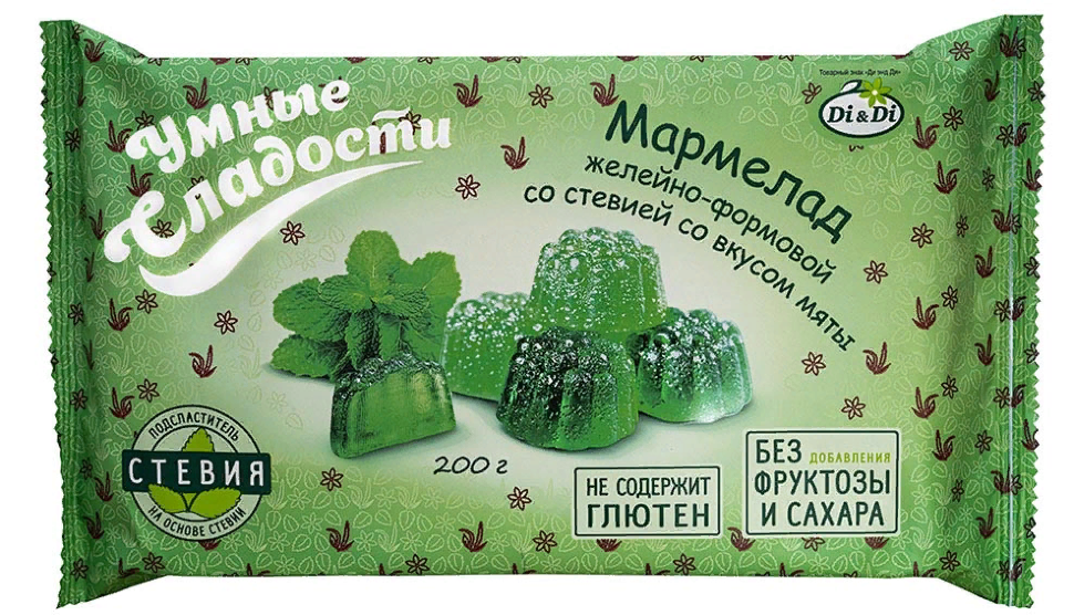 Умные сладости Мармелад желейный со вкусом мяты, 200г