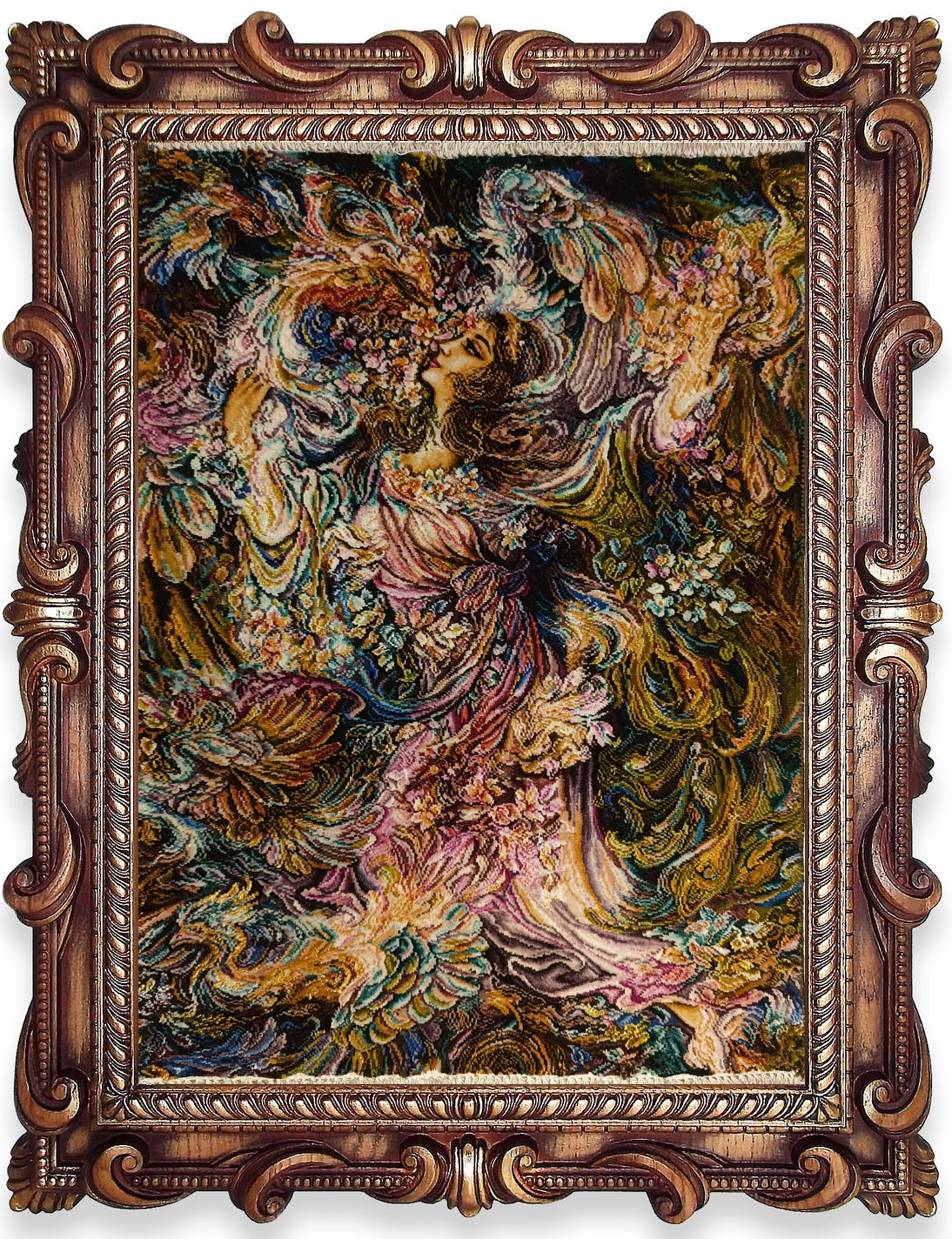 "Богиня весны" - персидский ковер-картина ручной работы - фотография № 5