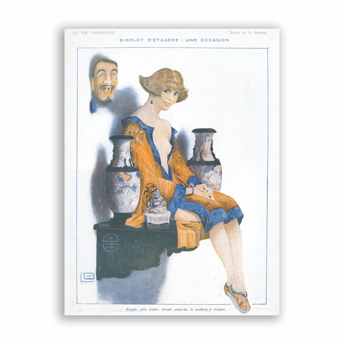 Постер на бумаге в стиле Пин-ап / La Vie Parisienne - Bibelot DEtagere Une Occasion / Размер 30 x 40 см