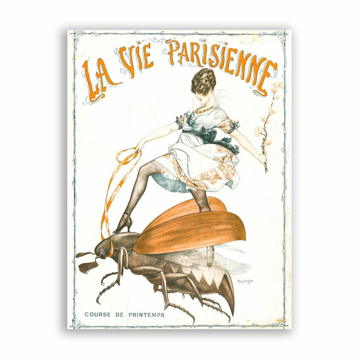 Постер на бумаге в стиле Пин-ап / La Vie Parisienne - Course de Printemps / Размер 30 x 40 см