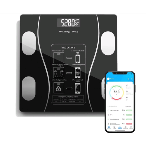 Напольные умные весы электронные напольные весы на батарейках для Xiaomi iPhone Android черные 699₽