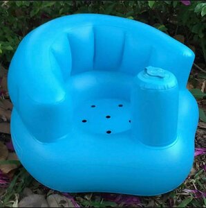 Детский надувной стул голубой для купания, обучения сидению, игр