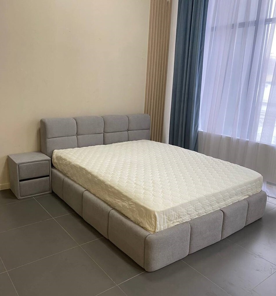 фото VIERO Кровать Марракеш мягкое изголовье с размером спального места 140*200 с ортопедическим основанием, без подъемного механизма