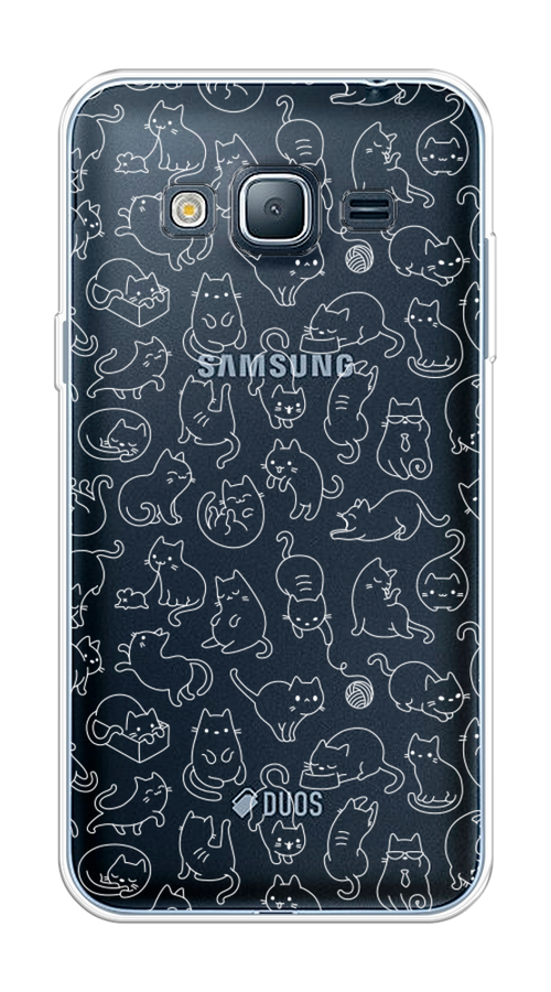 Силиконовый чехол на Samsung Galaxy J3 2016 / Самсунг Галакси J3 2016 "Шкодливые котики", прозрачный
