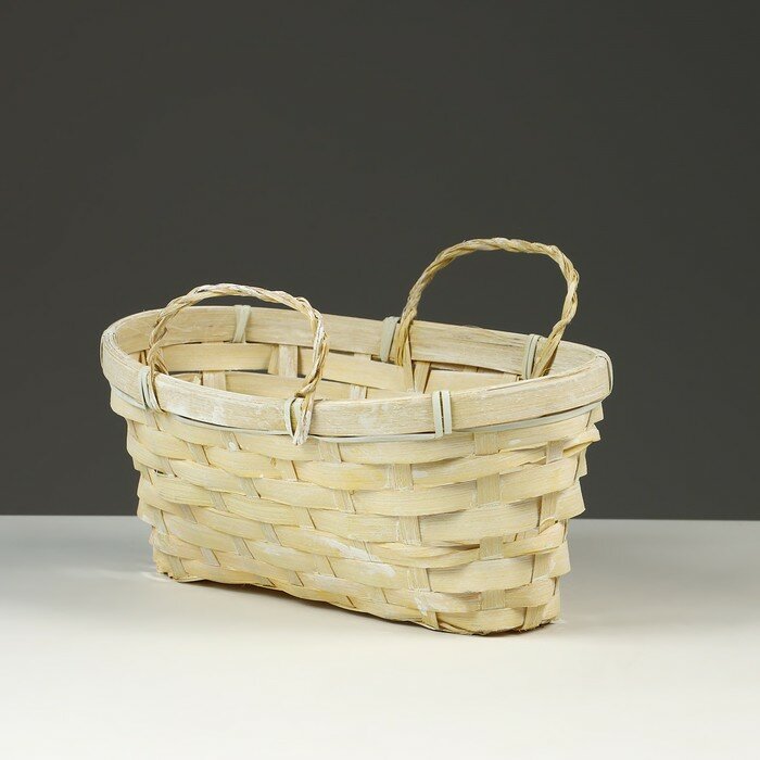 фото Корзина плетеная, D26 х 13 х 11 см, жёлтая, бамбук