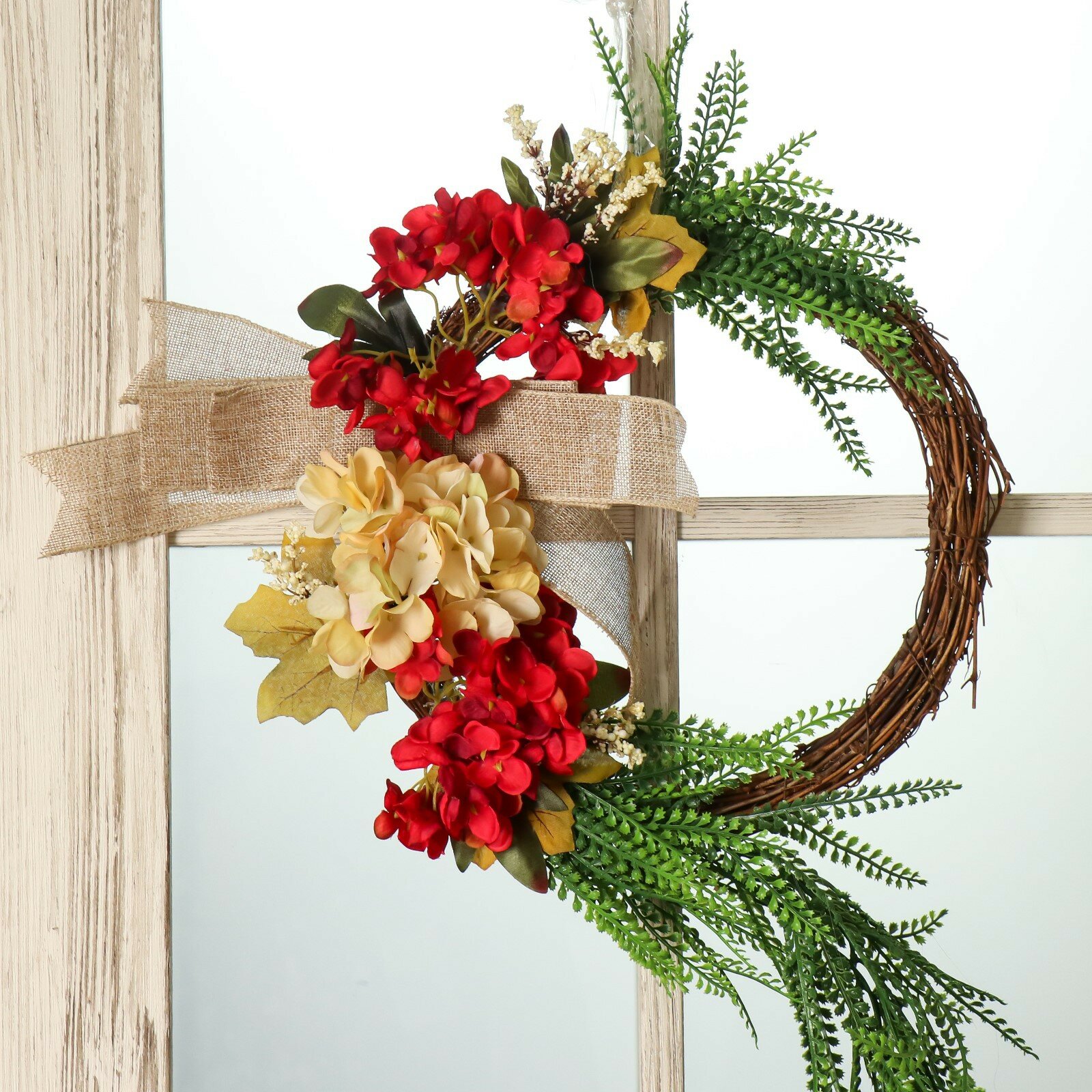 фото Венок на дверь интерьерный "Ивовый венок с цветами" d=40 см 9535090