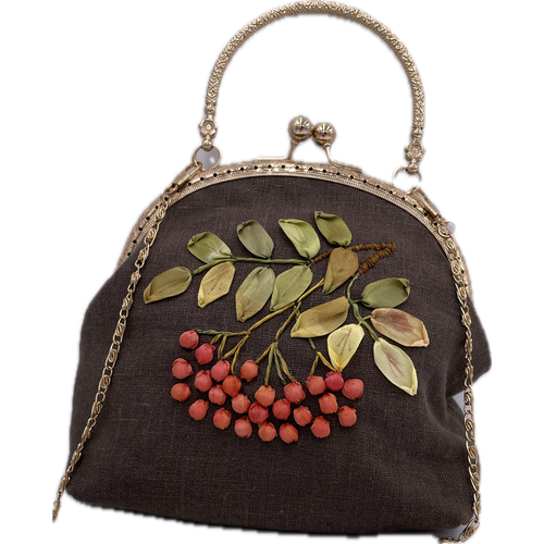 фото Сумка королевство птички & бабочки, фактура гладкая, хаки, серый