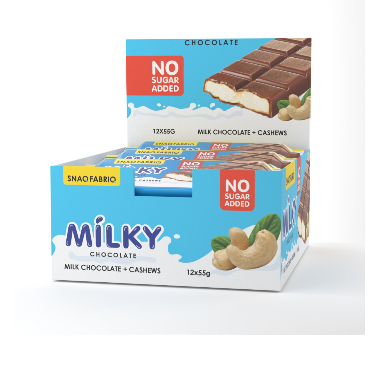 Молочный шоколад Snaq Fabriq Milky без сахара с молочно-ореховой пастой (55 гр х в упаковке 5 шт)