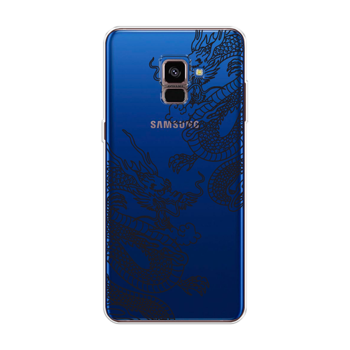 Силиконовый чехол на Samsung Galaxy A8 2018 / Самсунг Галакси A8 (2018) Два китайских дракона, прозрачный силиконовый чехол violet heart latte на samsung galaxy a8 2018 самсунг галакси a8 2018
