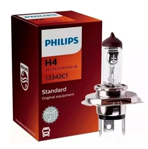 Лампа PHILIPS H4 75/70W 24V 13342C1 1шт. PHILIPS 13342C1