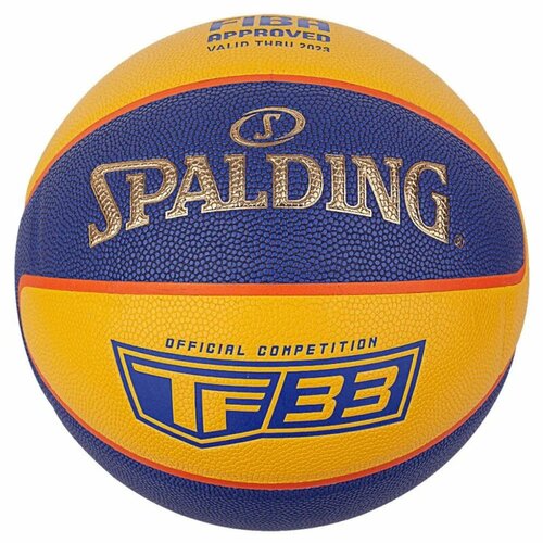 Мяч баскетбольный SPALDING TF-33 Gold размер 6, 76862z, FIBA Approved oved, ПУ-композит, синий-желтый