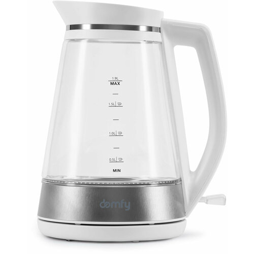 Чайник электрический Domfy DSW-EK505 19л 3000Вт белыйпрозрачный корпус стекло 218300₽