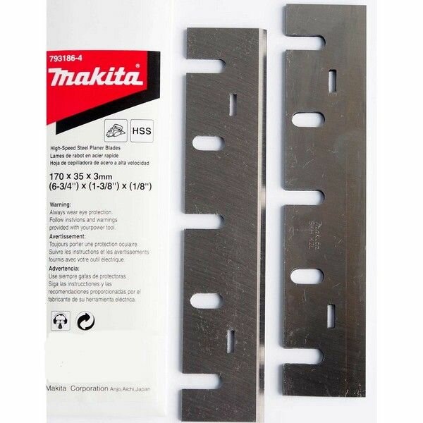 Ножи для рубанка Makita 793186-4, 170х3 мм, 1-3/8, односторонние, 2 шт.