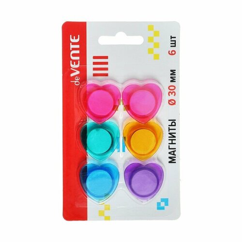 Магниты для досок 30 мм 6 штук deVENTE HEART микс х 4 цвета картонная коробка 502₽