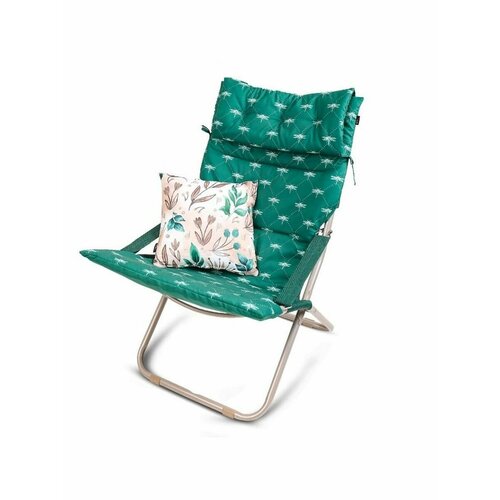 Кресло-шезлонг Haushalt, темно-зеленый со съемным матрасом и декор подушкой