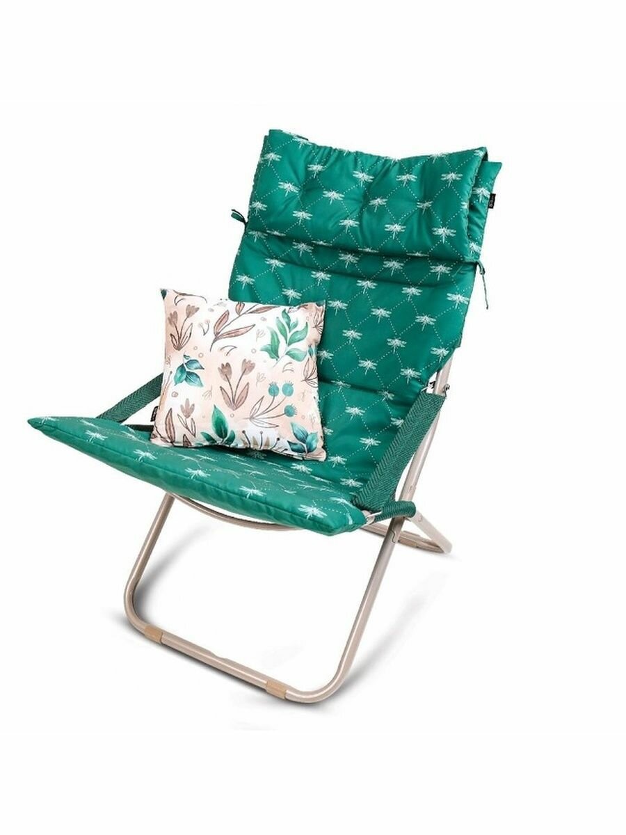 Кресло-шезлонг Haushalt темно-зеленый со съемным матрасом и декор подушкой